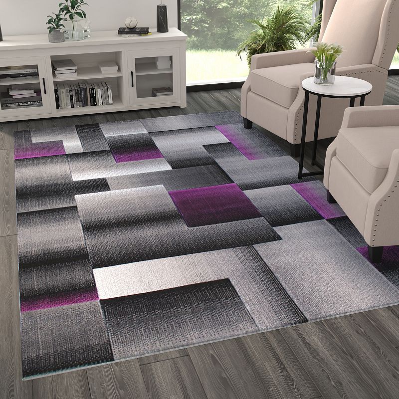 Masada Rugs Masada Rugs Trendz Collection 6'x9' Modern Contemporary Area Rug in Purple， Gray and Black-Design Trz861