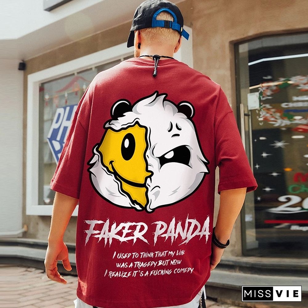 Panda Short-Sleeved T-Shirt Male Plus Size Half-Sleeved T-Shirt