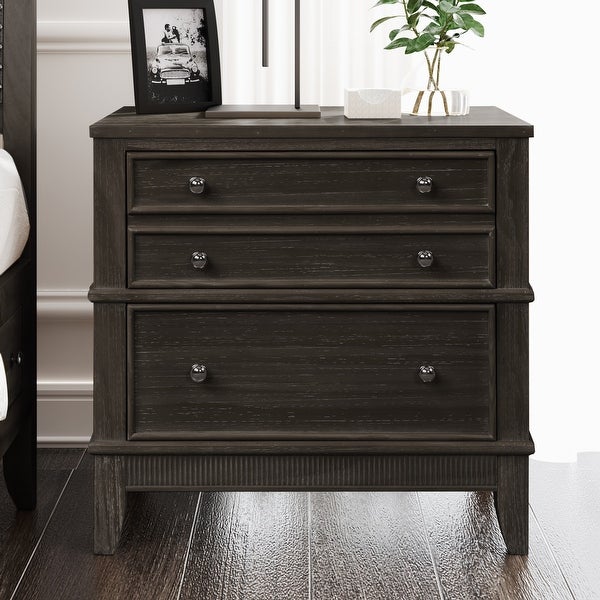 3 Drawer Nightstand， Coffee