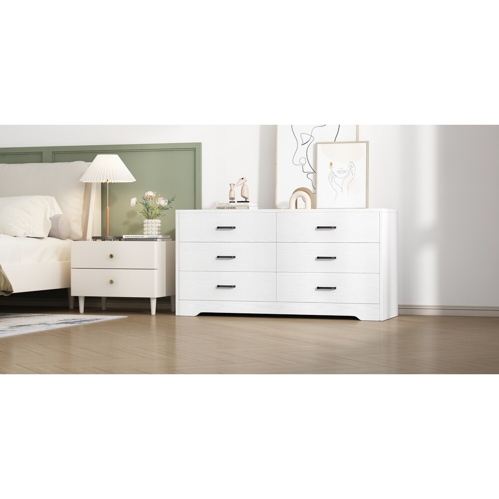 6 Drawers Wood MDF Boards Dresser  White