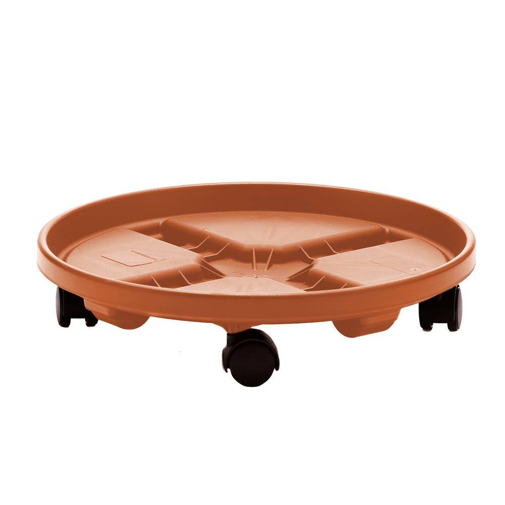 Bloem Caddy Round 16 in. Terra Cotta Plastic Plant Stand Caddy with Wheels 95126C