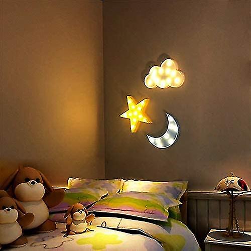 Night Light 3pcs Decorative Led Night Lights Crescent Moon Star Cloud Lamp Sign Light Bedroom Decor For Baby Kids Children Adults Gifts