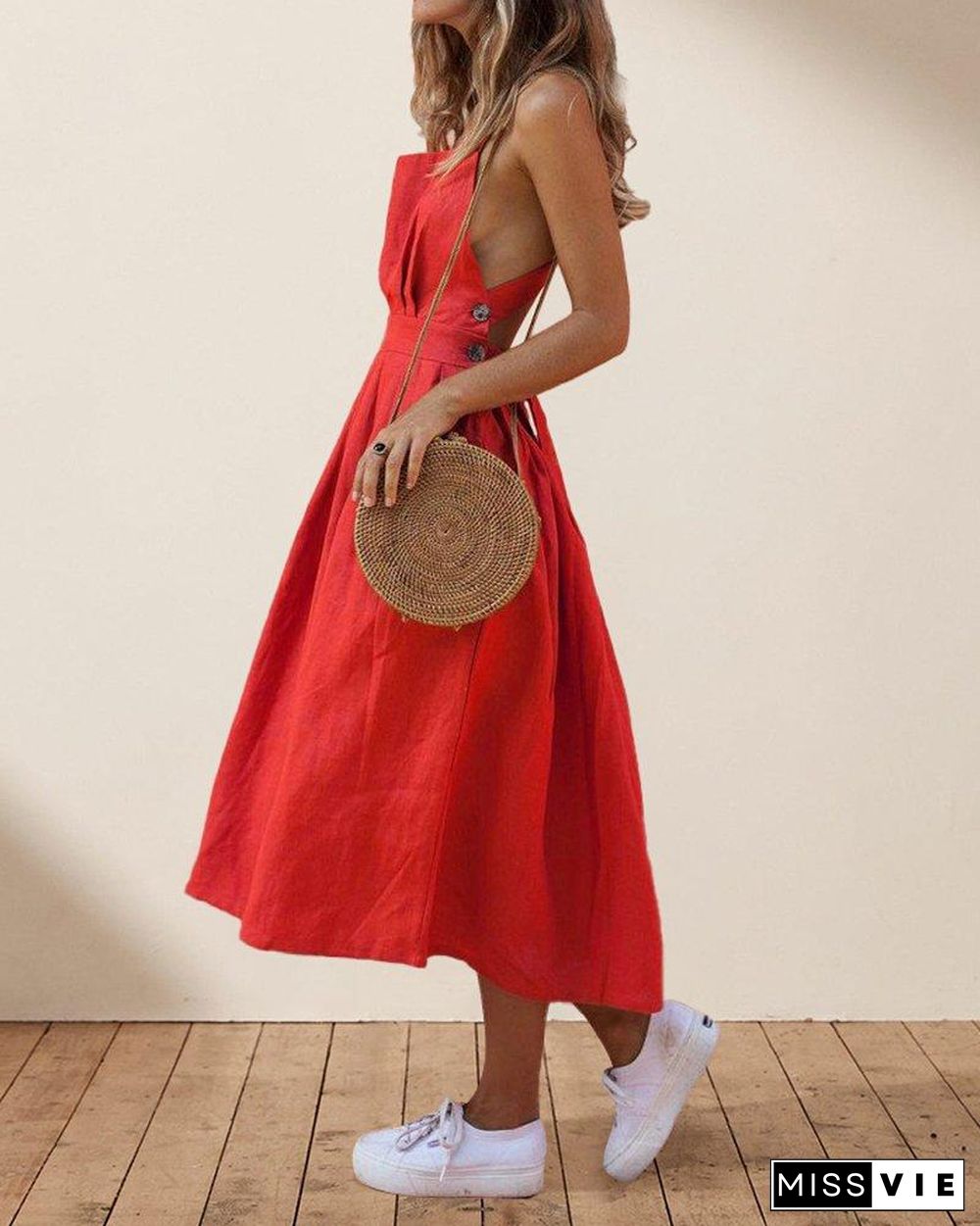 Backless Lace Up Summer Dress