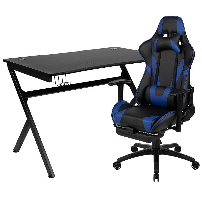 Flash Furniture Gaming Desk and Footrest Reclining Gaming Desk Chair 2-piece Set