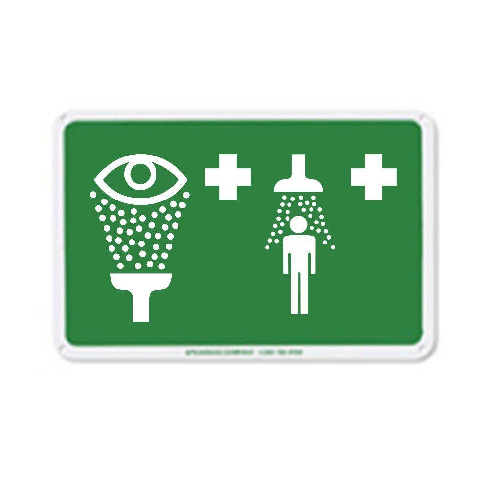 Speakman 12 in. x 7.875 in. Green on White Aluminum Safety Sign SGN3