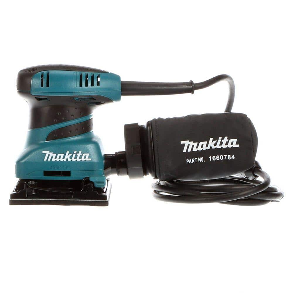 Makita 2 Amp Corded 1/4 Sheet Finishing Sander with 60G Paper, 100G Paper, 150G Paper, Dust Bag and Punch Plate BO4556