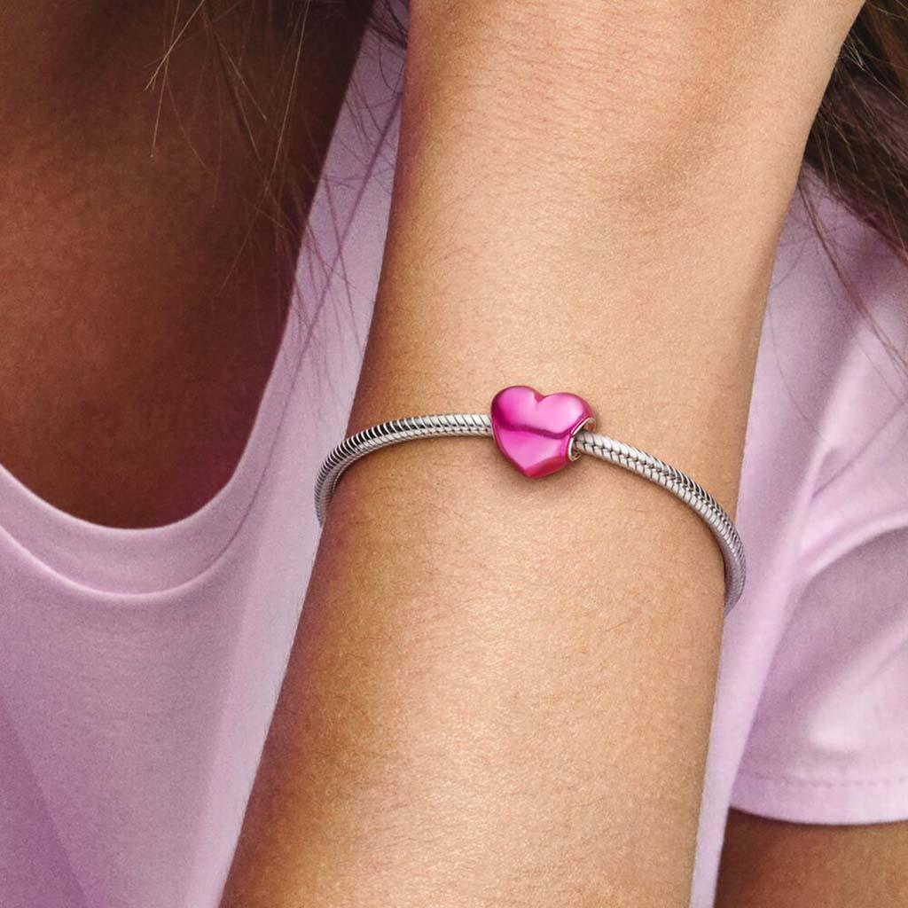 PANDORA  Metallic Pink Heart Charm