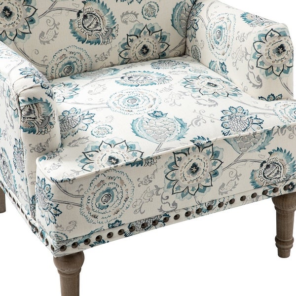 Geltrude Traditonal Floral Fabric Design Upholstered Accent Armchair with Turned Legs by HULALA HOME