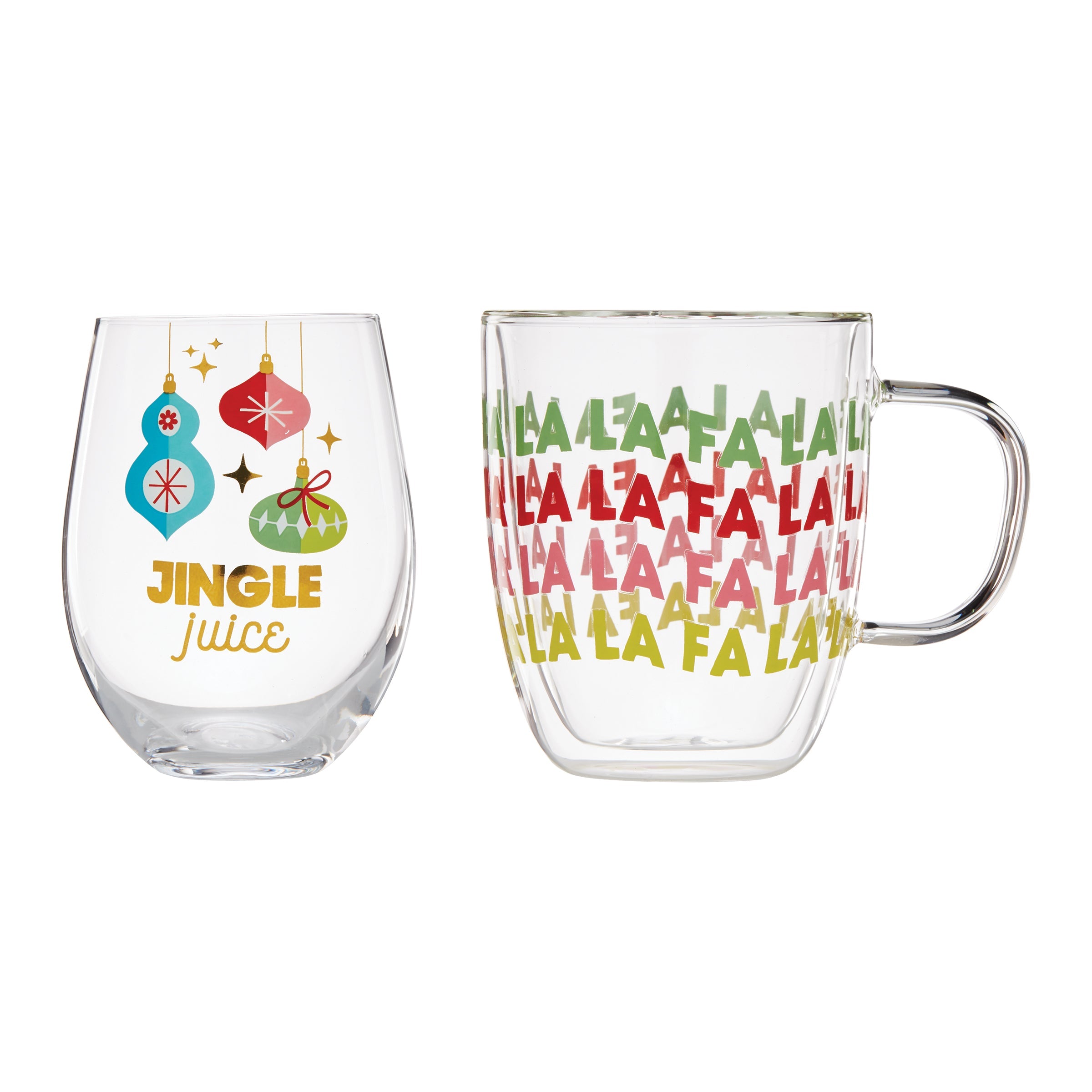 Fa La La La 2-Piece Mug & Wine Glass Set