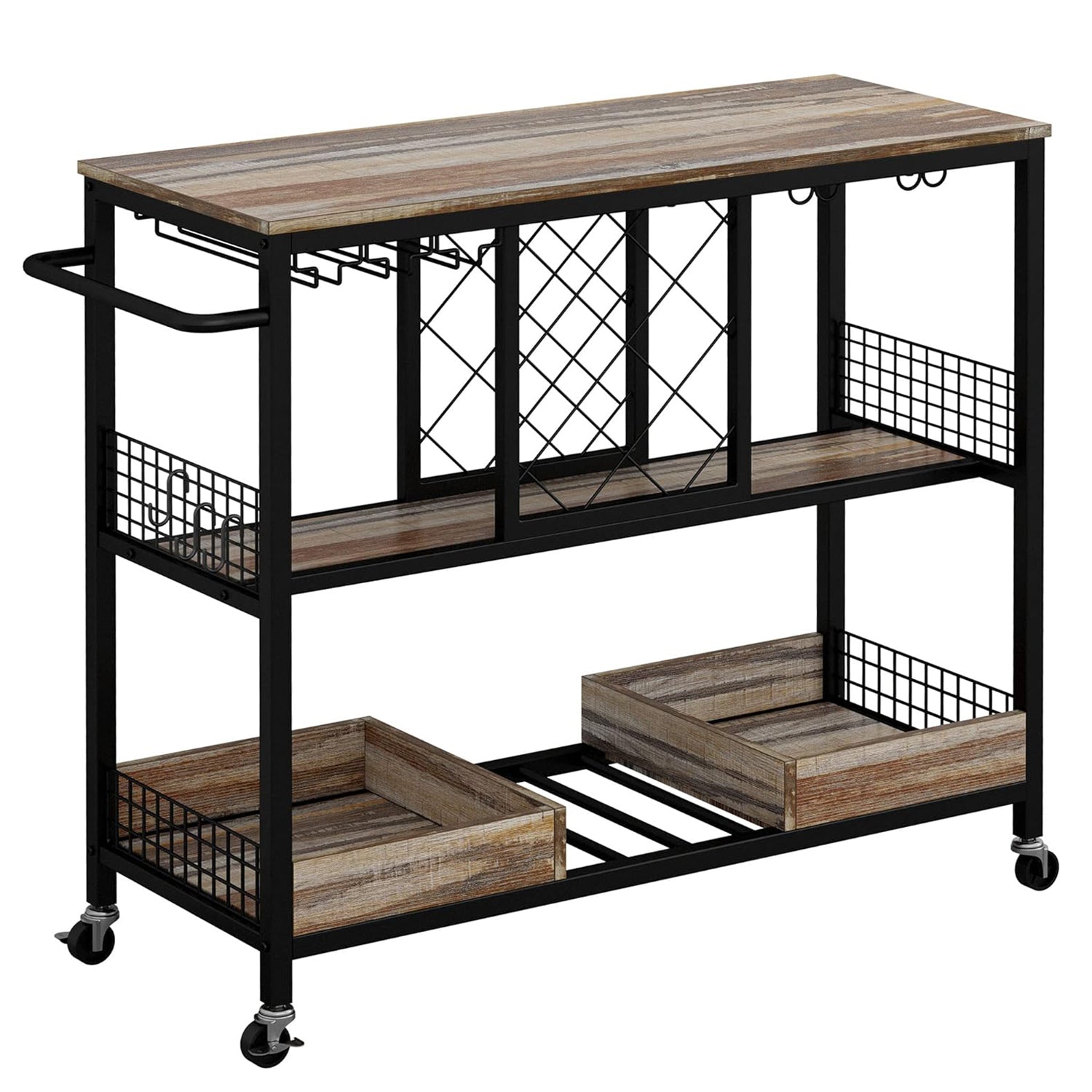 Kitchen Storage Cart on Wheels, Home Bar Cart, Suitable for Kitchen, Bar