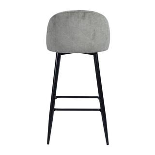 Homy Casa Haseeb 38 in. Grey Low Back Metal Frame Bar stool With Fabric Seat ( Set of 2) Haseeb Terry Grey