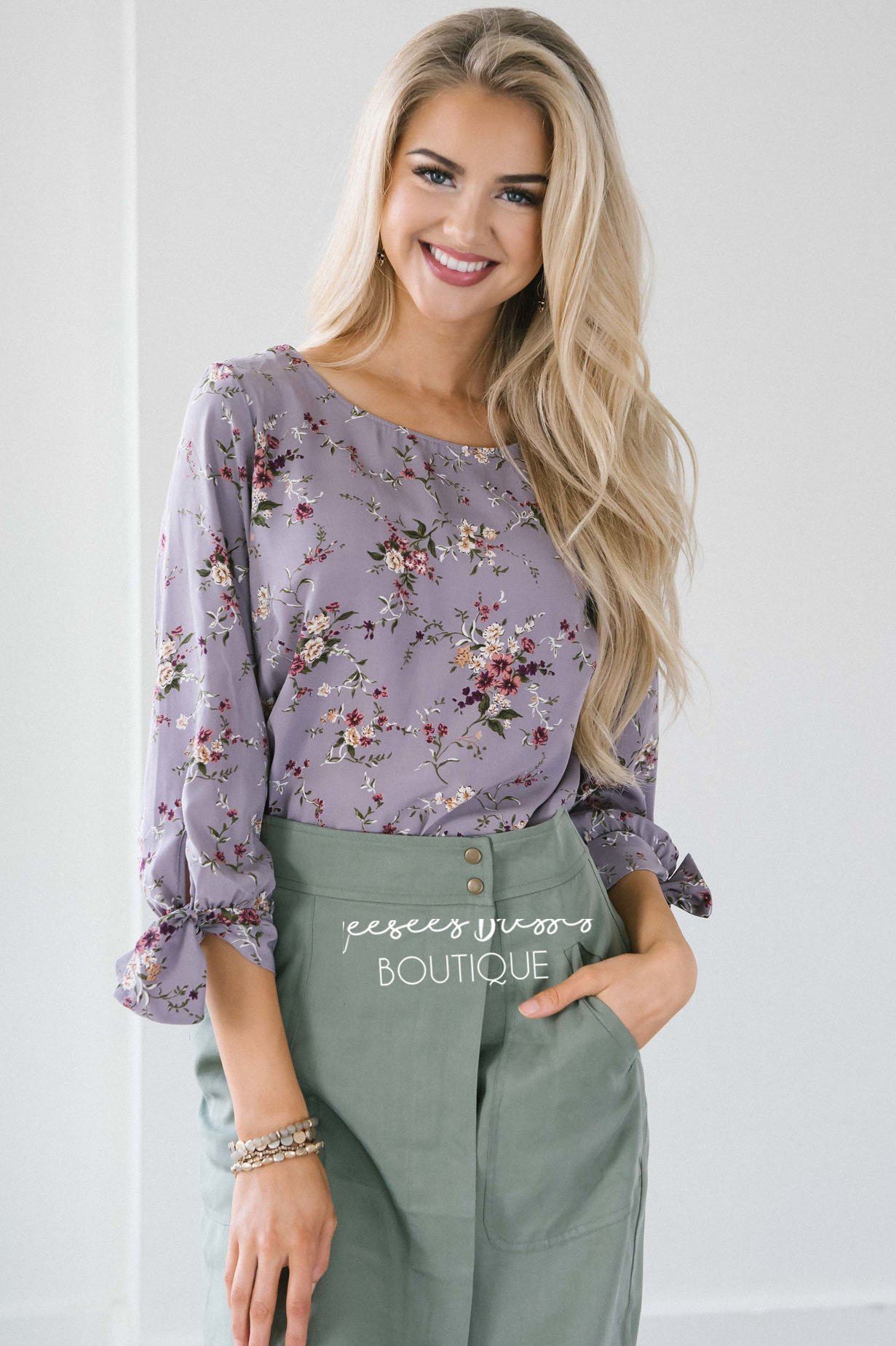 Tie Sleeve Chiffon Blouse