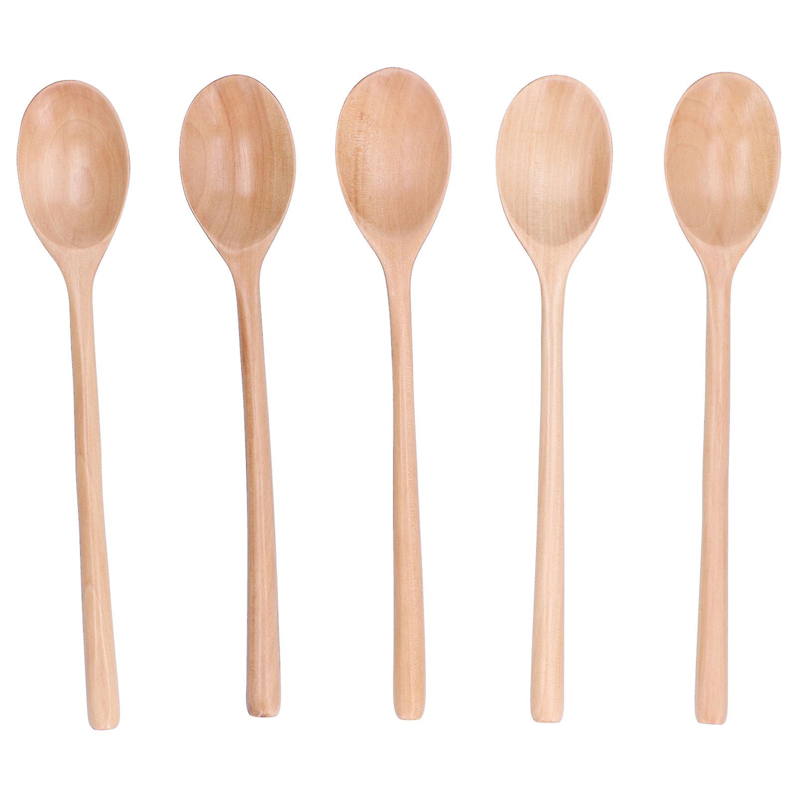 12 Inch Long Handle Spoons， 6pcs Wooden Meal Spoon Honey Stirring Spoon With Smooth Surface For Home， Camping