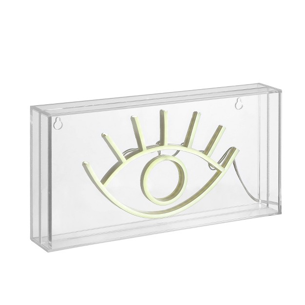 Eye Contemporary Glam Acrylic Box Pendant Neon Yellow includes Led Light Bulb Jonathan Y