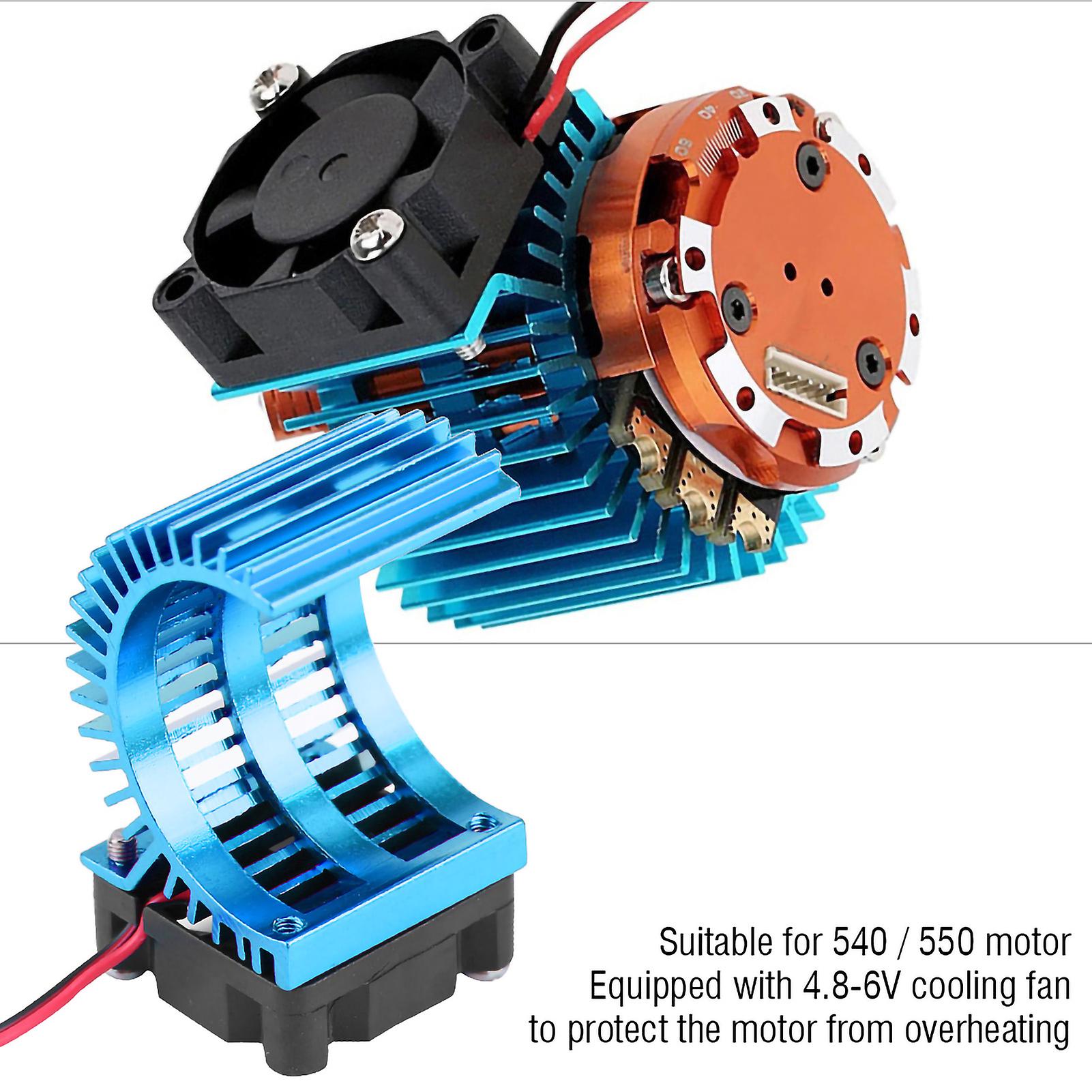 Heat Sink With Cooling Fan For 1/10 Scale Electric Rc Car 540 / 550 Motor (blue)