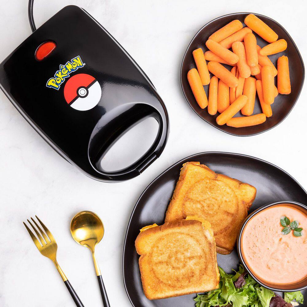 Uncanny Brands Black Pokemon 'Pokeball' 500-Watt Single Sandwich Maker PP2-POK-PB2