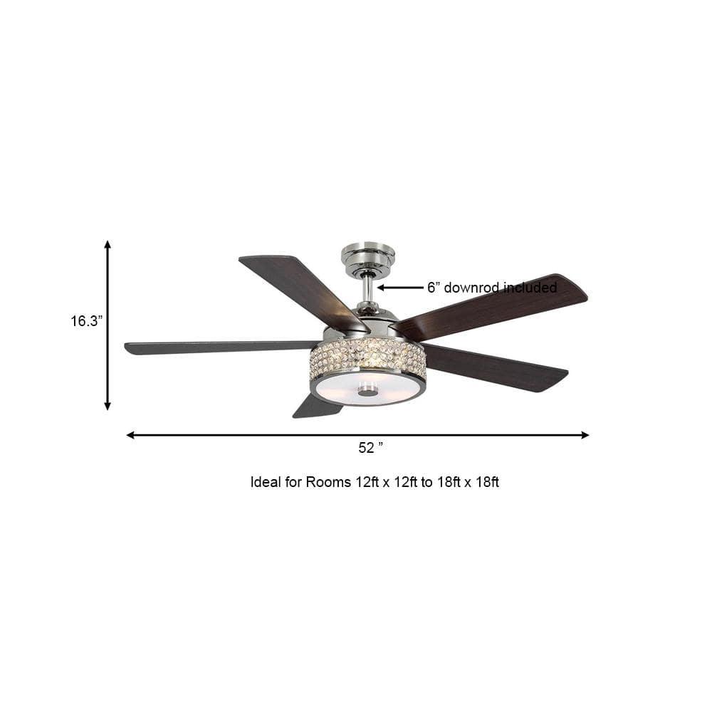 Home Decorators Collection Montclaire 52 in LED Polished Nickel Ceiling Fan with Light Kit and Remote Control