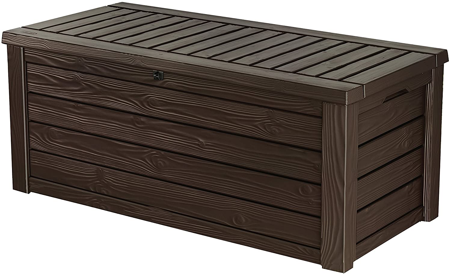 Keter Westwood 150 Gallon Resin Large Deck Box-Organization and Storage for Patio Furniture, Outdoor Cushions, Garden Tools and Pool Toys, Brown