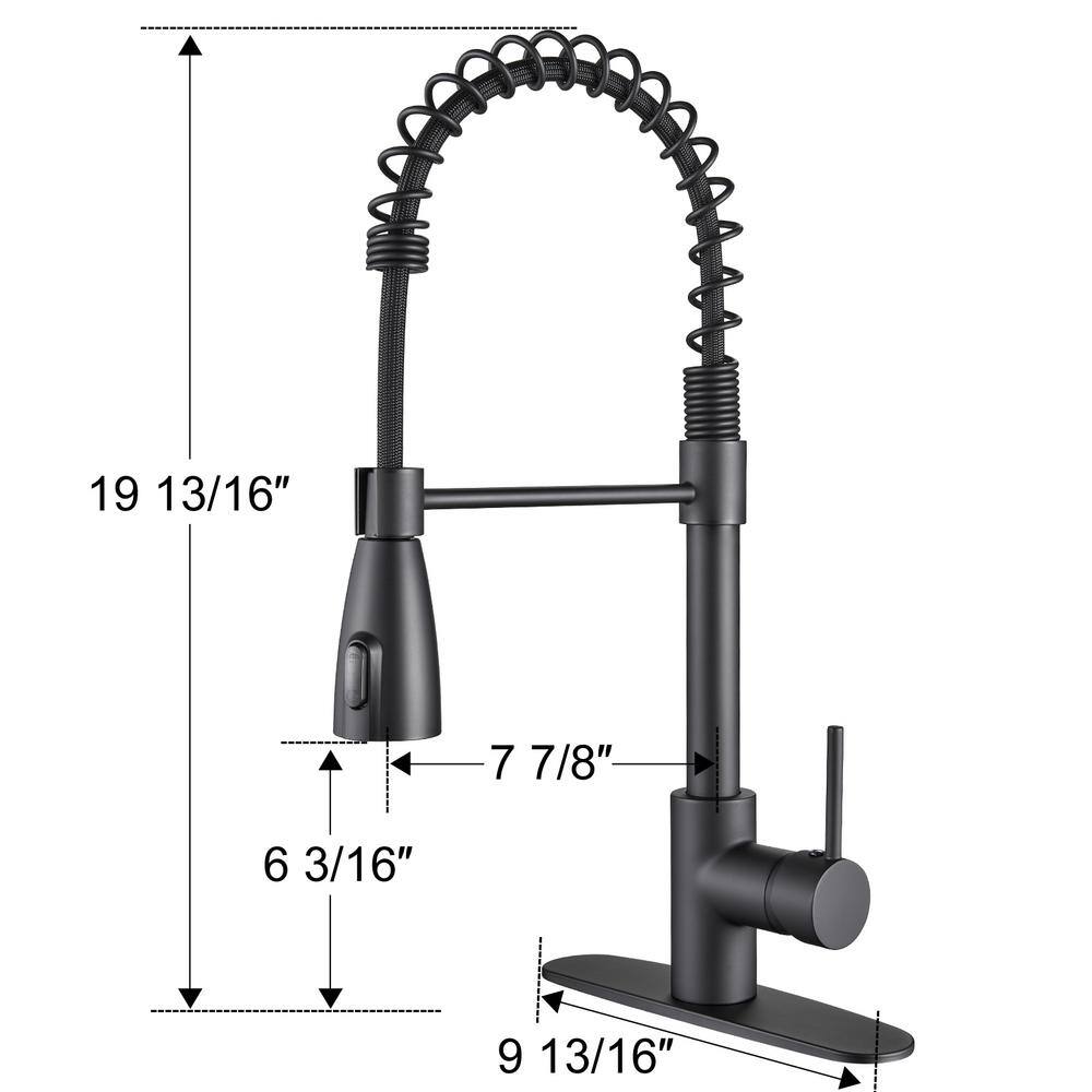 Zalerock Sensor Single-Handle Pull-Down Sprayer Kitchen Faucet in Matte Black WTHG003