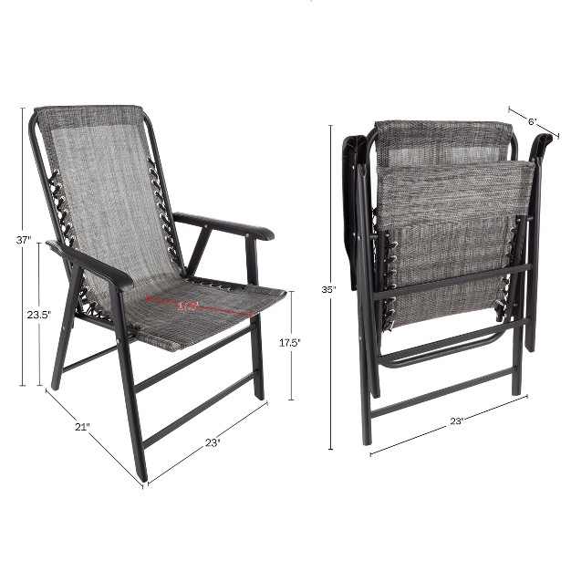 Pure Garden Folding Lounge Chairs Portable Camping Or Lawn Chairs Gray Set Of 2