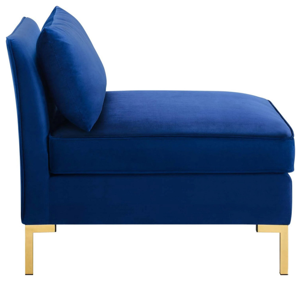 Kayla Navy Performance Velvet Armless Chair   Contemporary   Armchairs And Accent Chairs   by V.S.D Furniture  Houzz