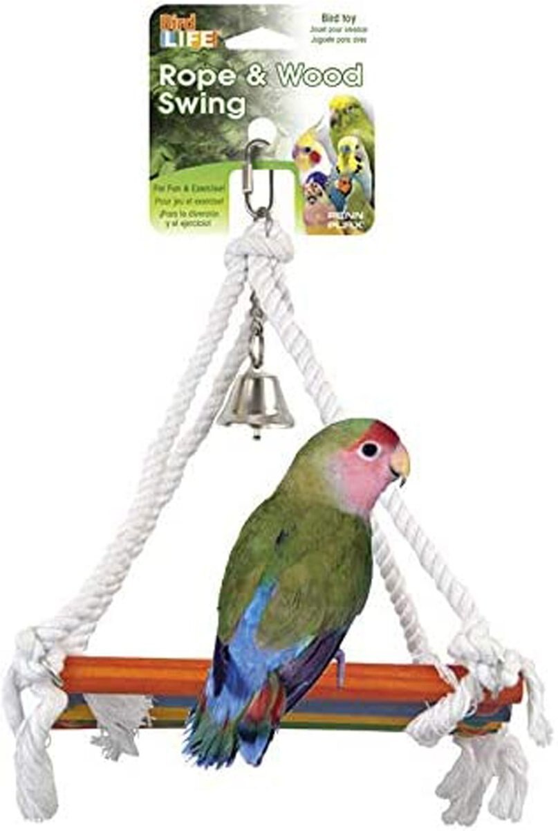 Penn-Plax Bird Life Rope and Wood Swing Bird Toy