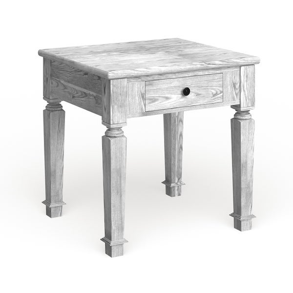 Furniture of America Joby Rustic White 24-inch Solid Wood Side Table