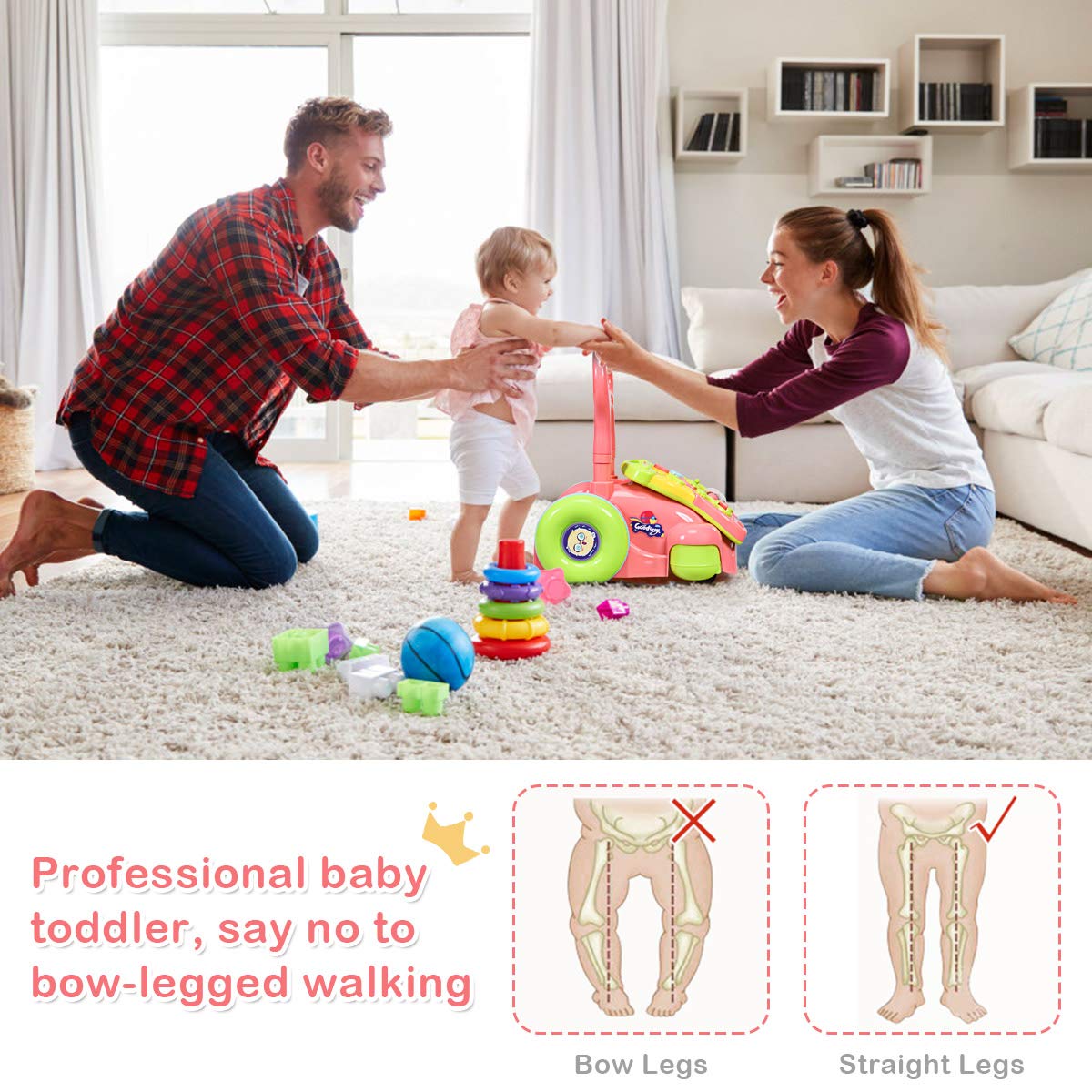 Sit-to-Stand Walker, 2 in 1 Pull and Push Baby Walker