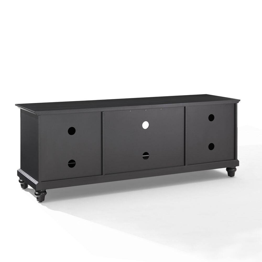 Crosley Cambridge 60 in. Black Wood TV Stand Fits TVs Up to 60 in. with Storage Doors KF10005DBK