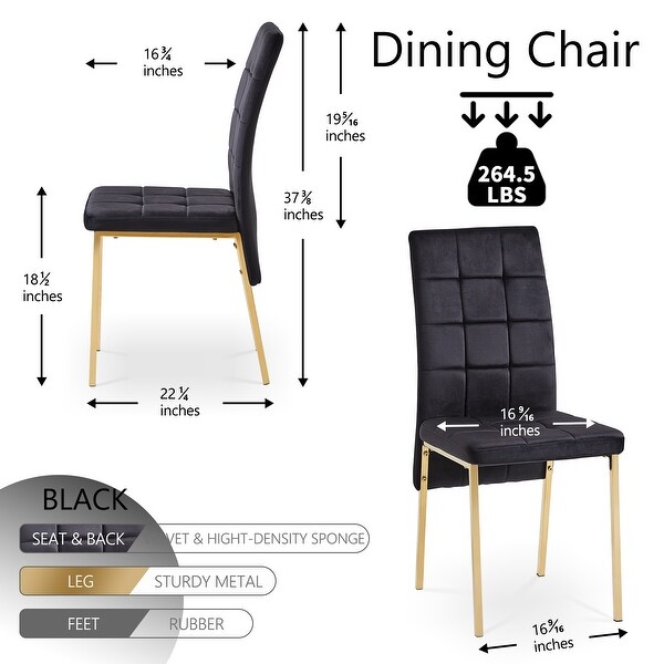 Velvet High Back Nordic Dining Chair with Black Legs Set Of 2