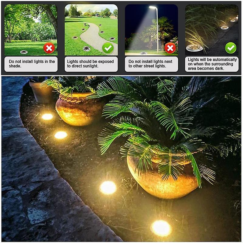 4 Pcs/set Led Solar Ground Light Outdoor Waterproof Lawn Yard Buried Light For Patio Pathway Garden Decoration Outdoor Lighting