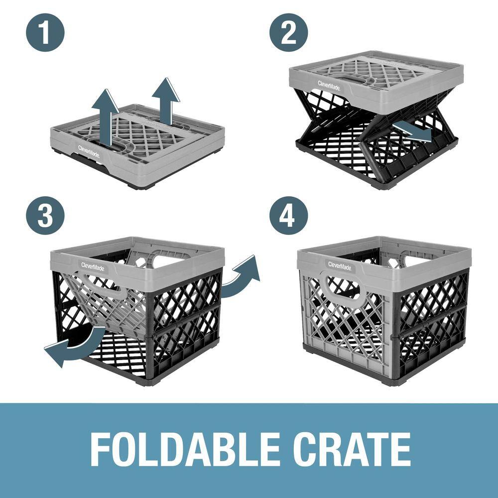 Clever Crates 25 l Collapsible Milk Crate in Grey and Black 8534175-AAU