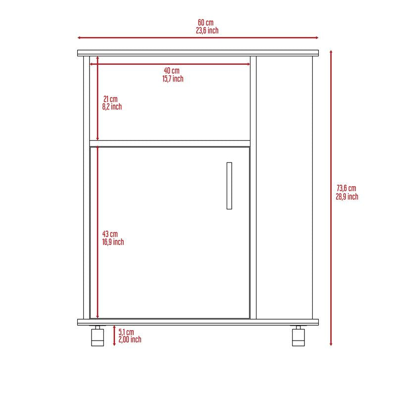 Home Square 2-Piece Set with Wall Cabinet and Kitchen Cart in White