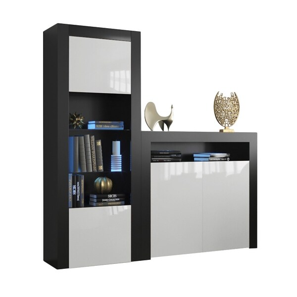 Milano Set 2D-BK Modern Wall Unit Entertainment Center