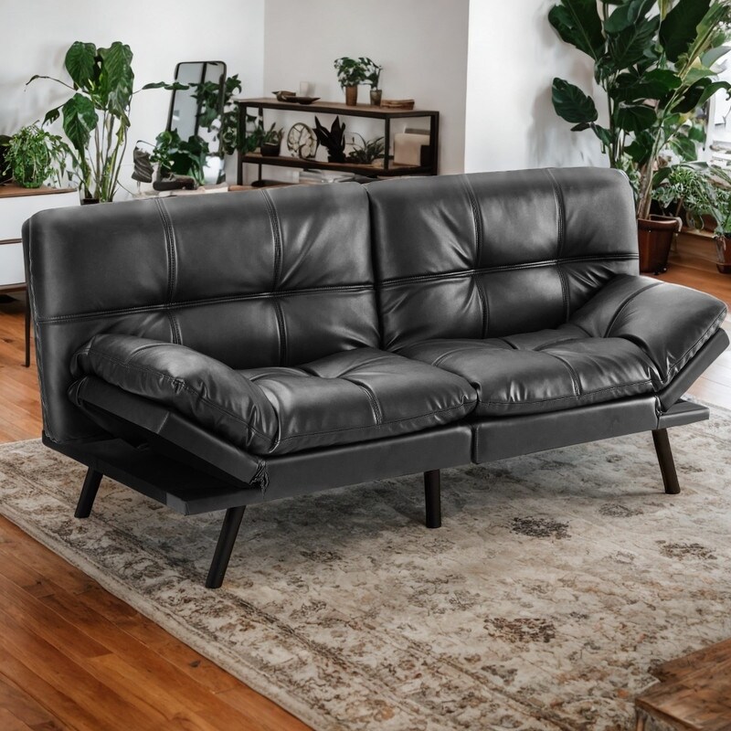 Modern Convertible Leather Sofa Bed With Different Angles 2 Seat