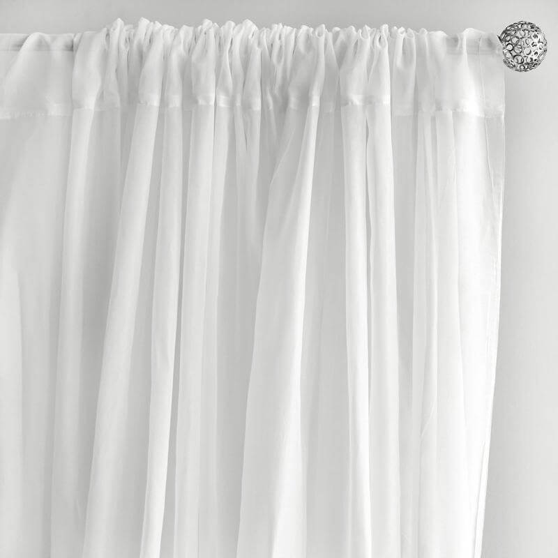 2 Pack White Chiffon Backdrop Drape Curtains, Inherently Flame Resistant Sheer Premium Organza Event Divider Panels With Rod Pockets - 10ftx10ft