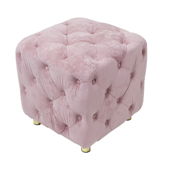 Pink Velvet Upholstered Ottoman  Exquisite Small E...