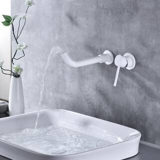 Utopia 4niture Ryza Single Handle Wall Mounted Bathroom Faucet in White HATH8007WH