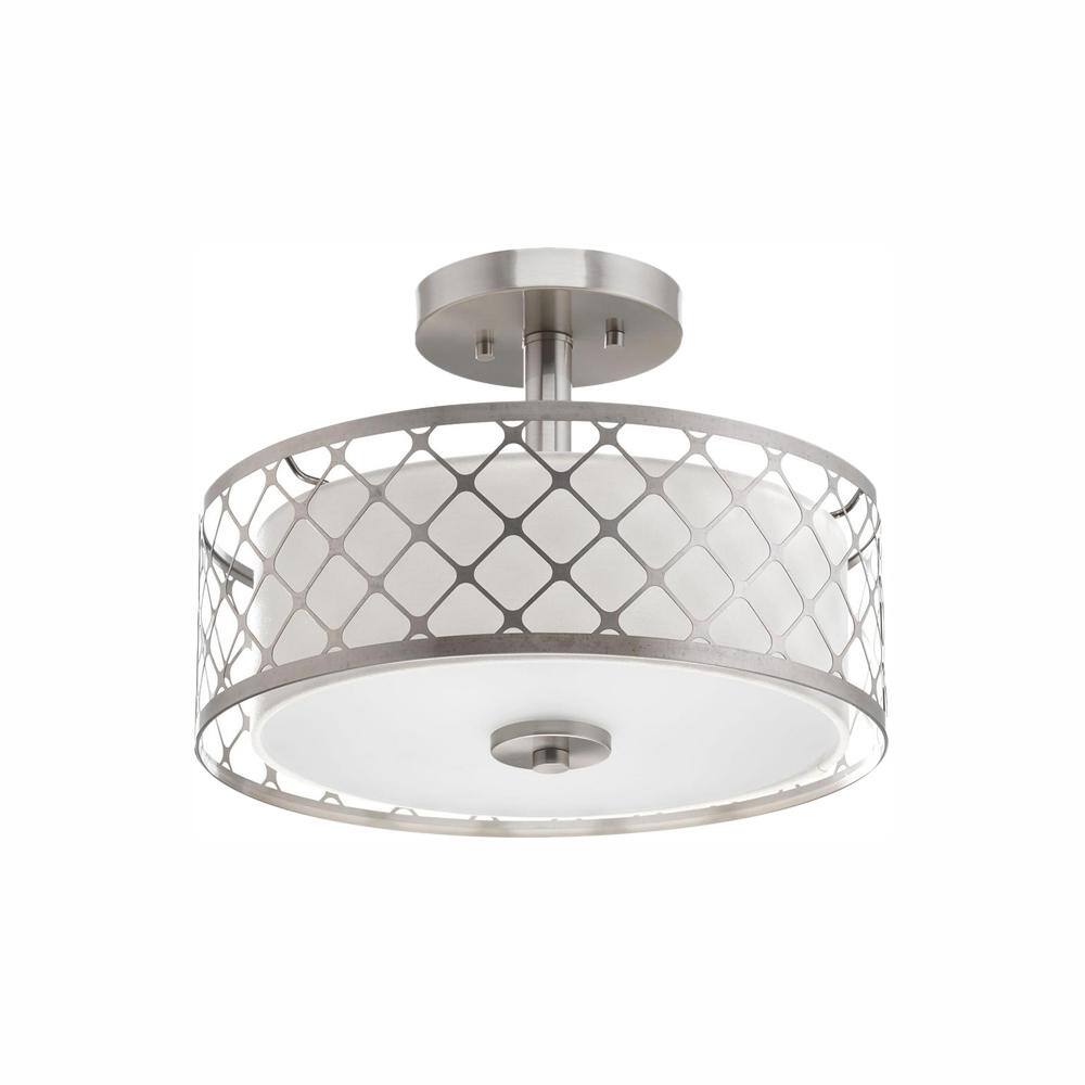 Progress Lighting Mingle Collection 17-Watt Brushed Nickel Integrated LED Semi-Flush Mount Light P2332-0930K9