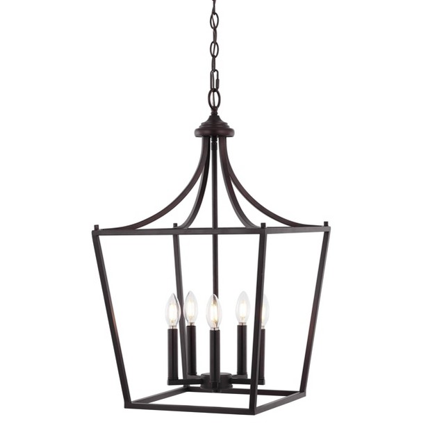 Led 5 light Camden Iron Classic Mid century Pendant Lantern Oil Rubbed Bronze Jonathan Y