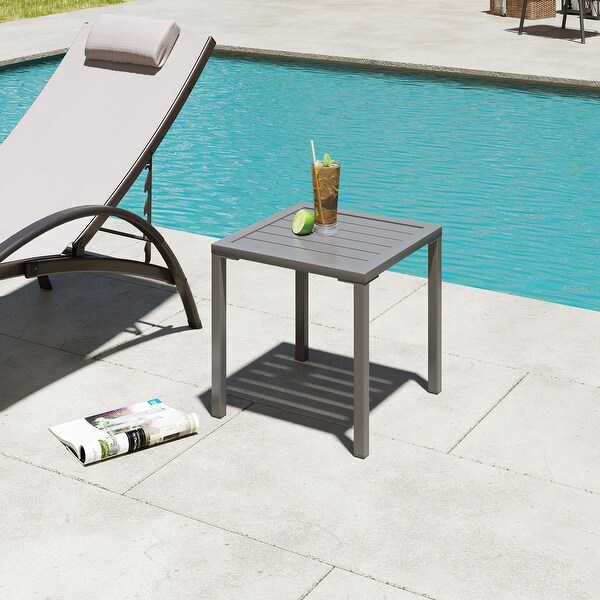 VredHom Outdoor Square Side Table Aluminum End Table