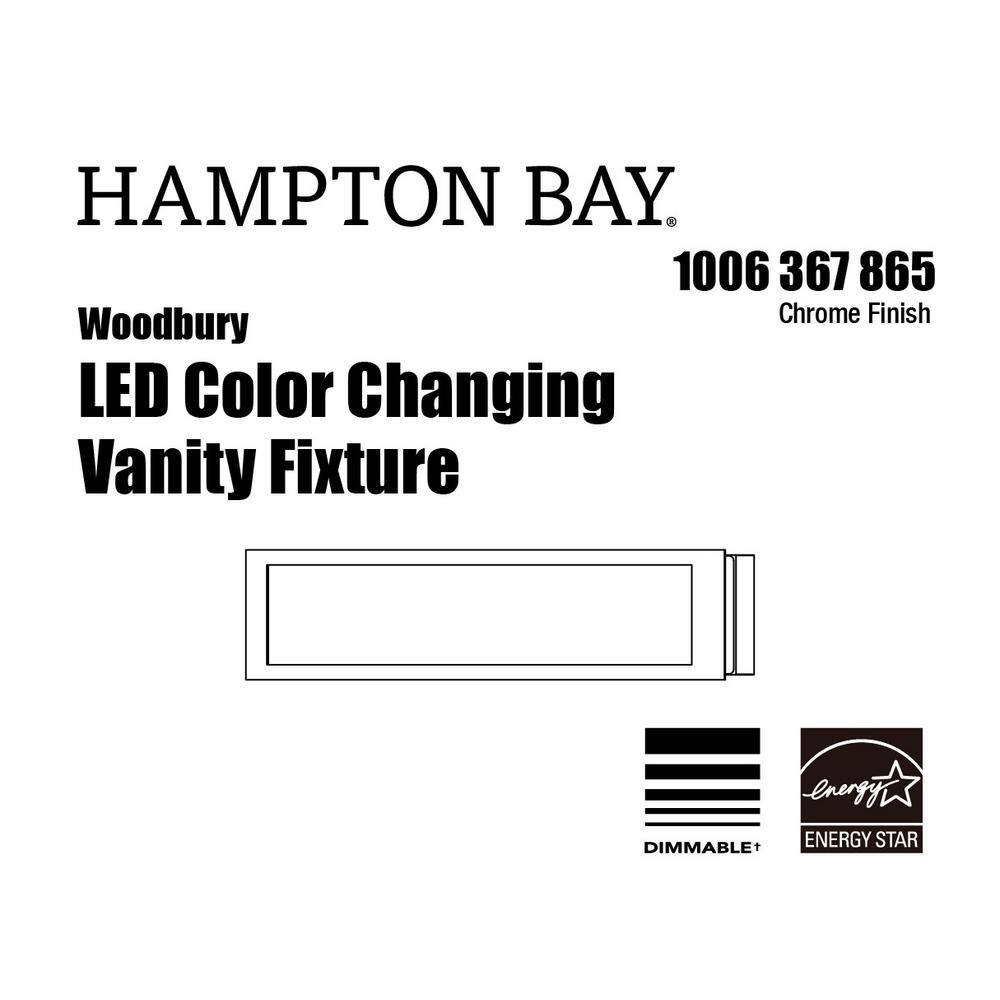 Hampton Bay Woodbury 24.02 in. Chrome LED Bathroom Vanity Light Bar with Frosted Acrylic Shade IQP1301LX-07CR