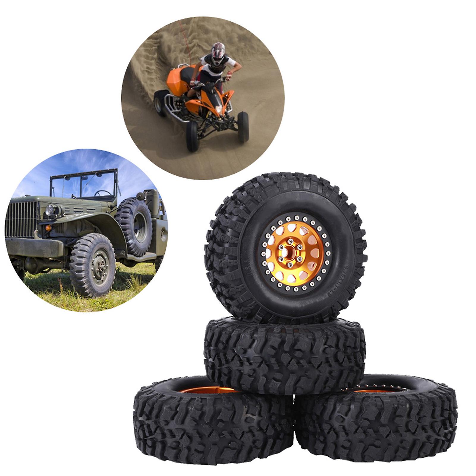 4pcs Rc Universal Crawler Rubber Tire Metal Wheel Hub Rc Car Accessory