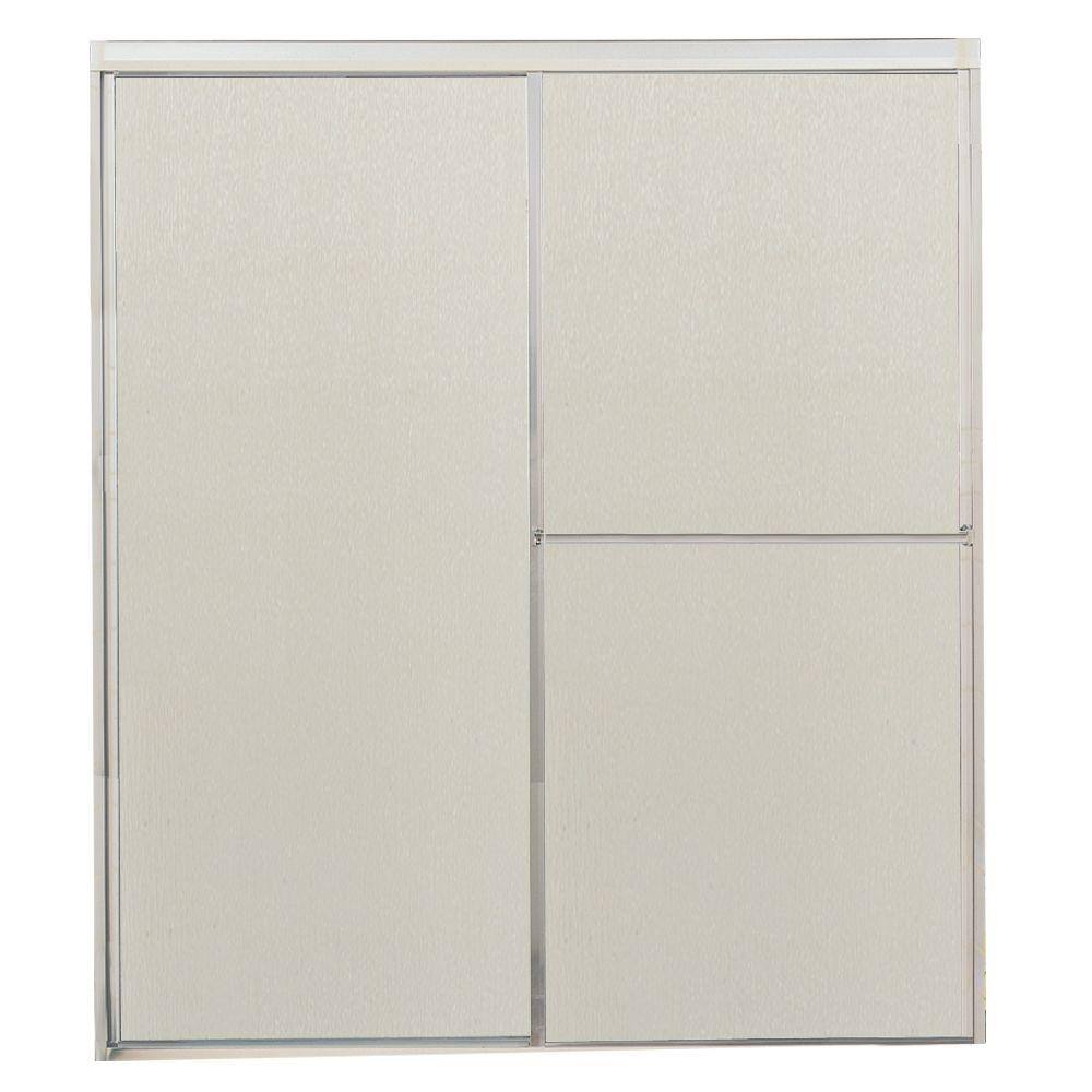 Contractors Wardrobe Model 1100 59-12 in. x 63-14 in. Framed Bypass Sliding Shower Enclosure in Bright Clear with Rain Glass and Towel Bar 11-5963BCRNX