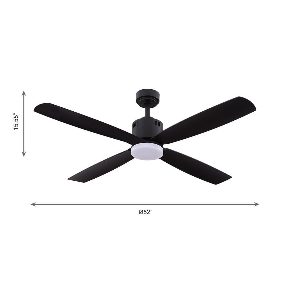 Home Decorators Collection Kitteridge 52 in LED Indoor Matte Black Ceiling Fan with Light Kit