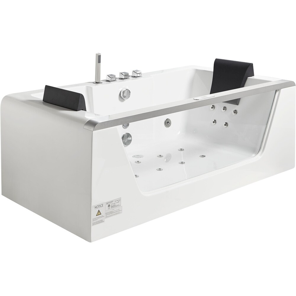 Eago AM196ETL 6 ft Clear Rectangular Acrylic Whirlpool Bathtub for Two