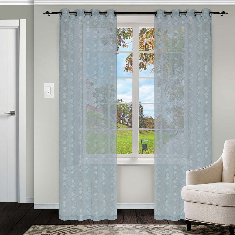 Superior Argyle Sheer Set of 2 Window Curtain Panels