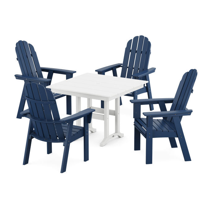 Polywood Vineyard Curveback Adirondack 5-Piece Farmhouse Dining Set PWS1165-1