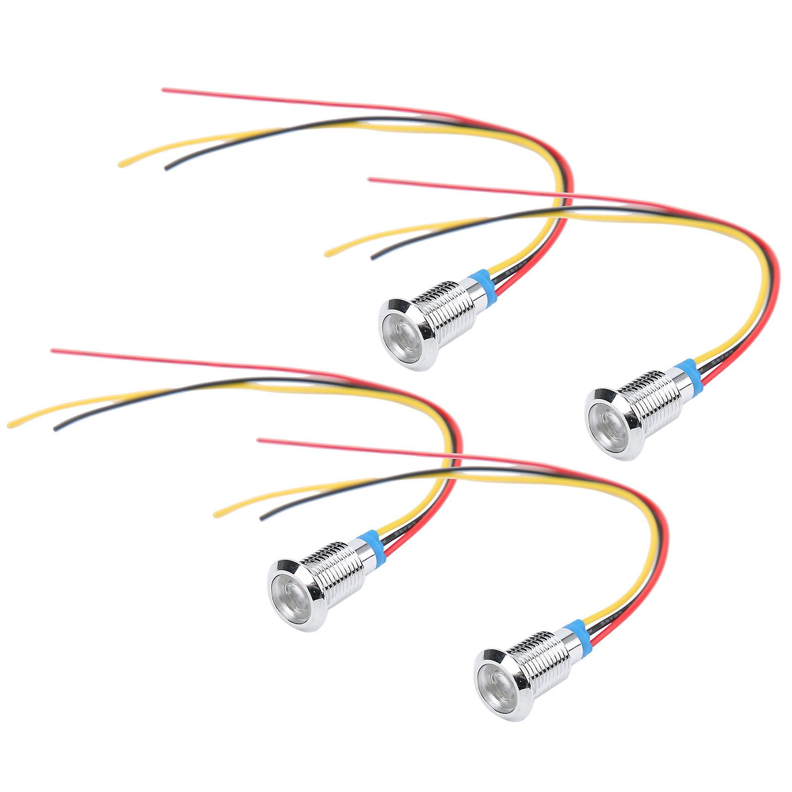 4 Sets Prewired Round Leds Waterproof 2color Indicator Common Cathod 10mm 3-6vred And Yellow