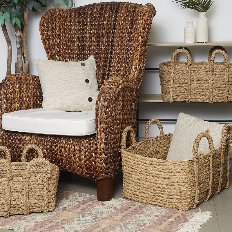 Saddle River Jumbo Rectangular Braided Rush Baskets 3-pc. Set